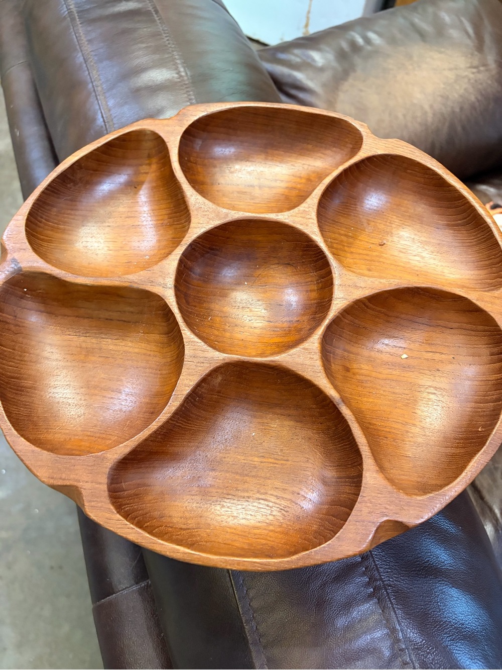 Handcrafted Wooden Sectioned Snack and Serving Tray - Brown